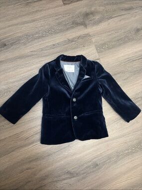 Zara Kids Dark Navy Velvet Blazer